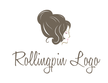 woman head with hair bun beauty logo icon