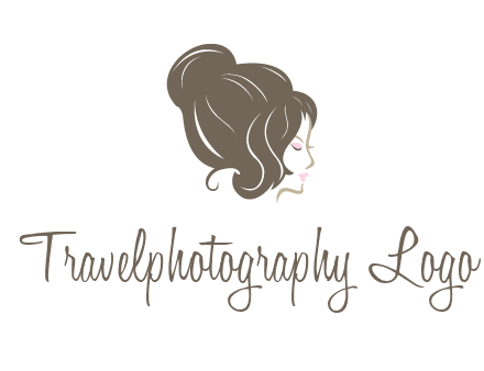 woman head with hair bun beauty logo icon