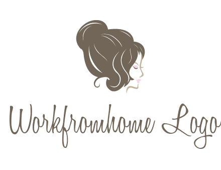 woman head with hair bun beauty logo icon