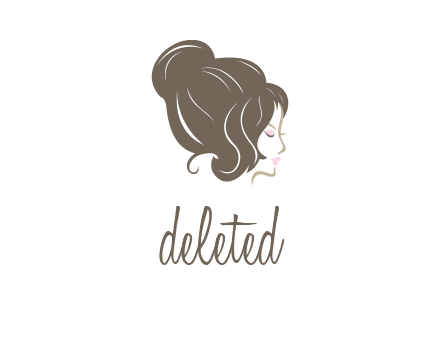 woman head with hair bun beauty logo icon