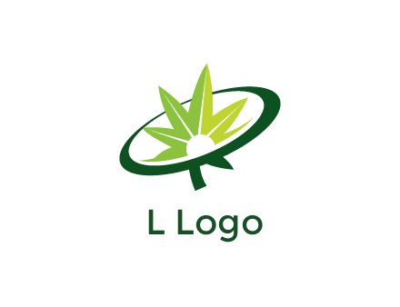 marijuana leaf in swoosh leaf