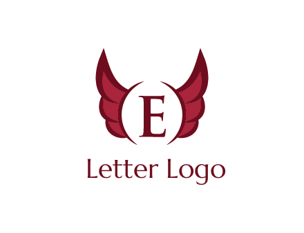 letter E between two wings