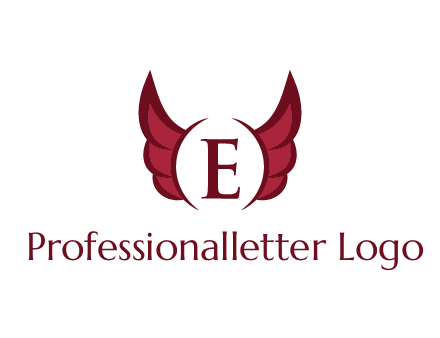 letter E between two wings