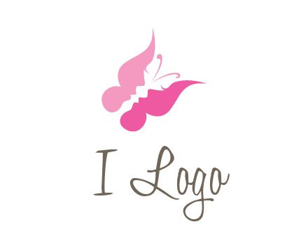 women faces in butterfly wings shape beauty logo