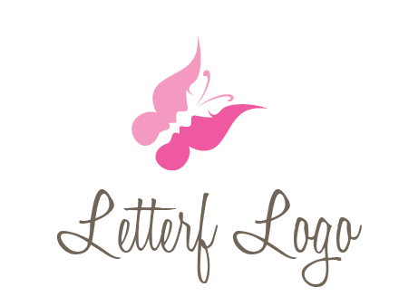 women faces in butterfly wings shape beauty logo