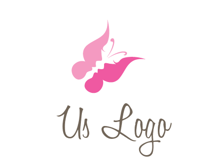 women faces in butterfly wings shape beauty logo