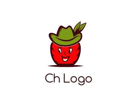 apple with face wearing hat with leaves