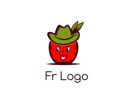 apple with face wearing hat with leaves