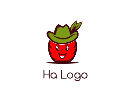 apple with face wearing hat with leaves