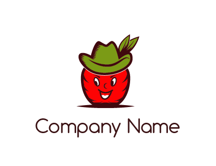 apple with face wearing hat with leaves