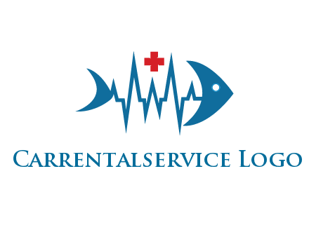 fish with heart beat line and first aid sign