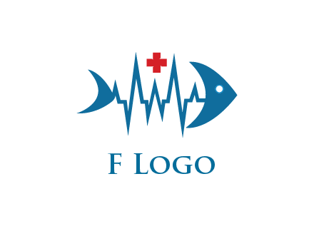 fish with heart beat line and first aid sign