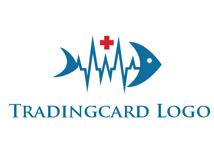 fish with heart beat line and first aid sign