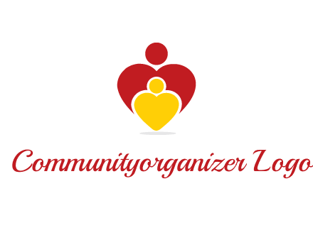 caring people in heart shape graphic