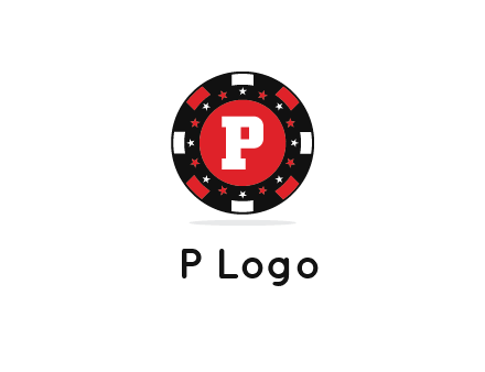 letter P in poker chip