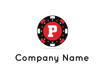 letter P in poker chip