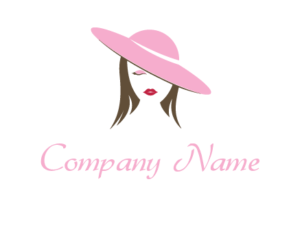 head of woman with tilted fancy hat fashion logo icon