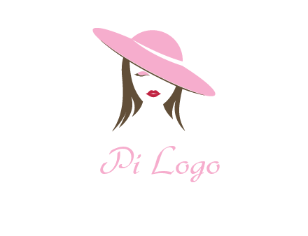 head of woman with tilted fancy hat fashion logo icon