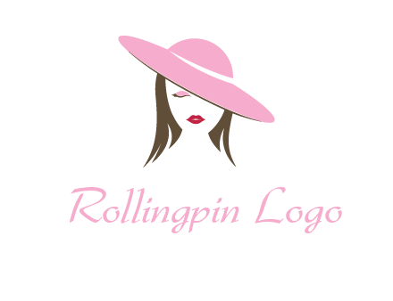 head of woman with tilted fancy hat fashion logo icon