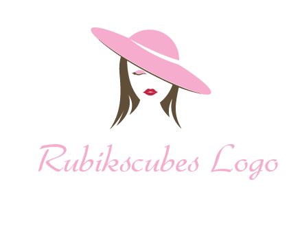 head of woman with tilted fancy hat fashion logo icon