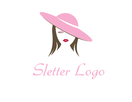 head of woman with tilted fancy hat fashion logo icon