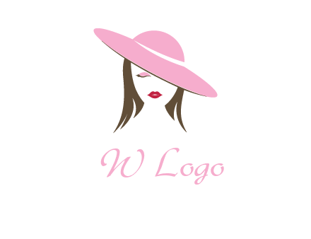 head of woman with tilted fancy hat fashion logo icon