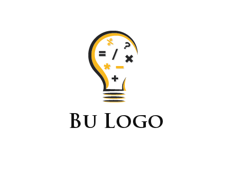 mathematics symbols in bulb