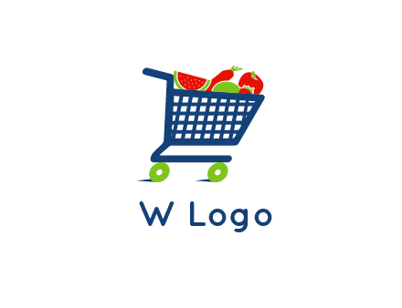 fruits and vegetables in grocery cart