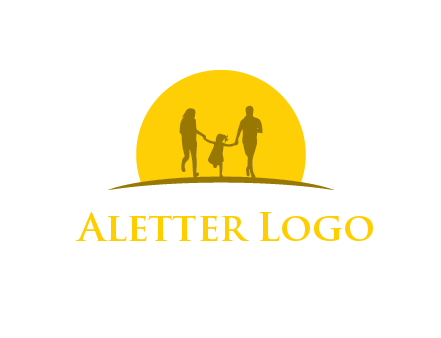 family enjoying the sun set logo