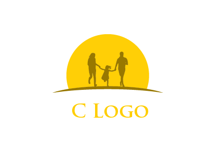 family enjoying the sun set logo