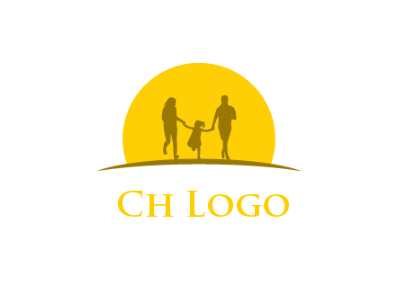 family enjoying the sun set logo