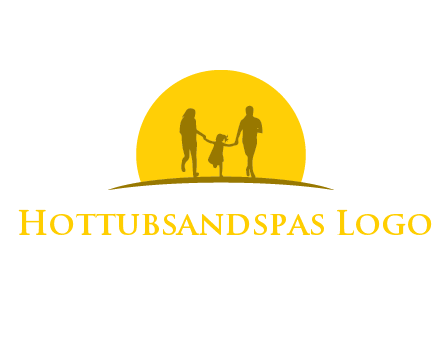 family enjoying the sun set logo