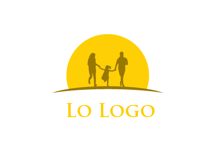 family enjoying the sun set logo