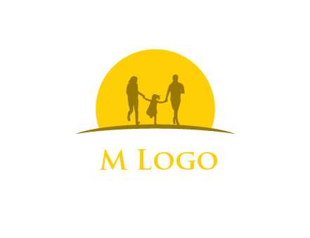 family enjoying the sun set logo