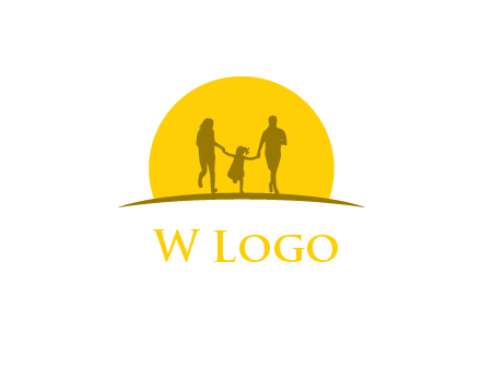 family enjoying the sun set logo