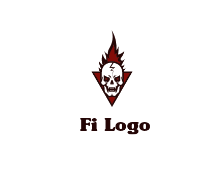 triangle behind skull on flame