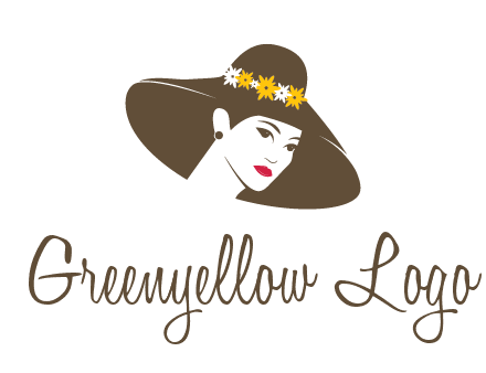 head of woman wearing flowers on fancy hat fashion logo icon