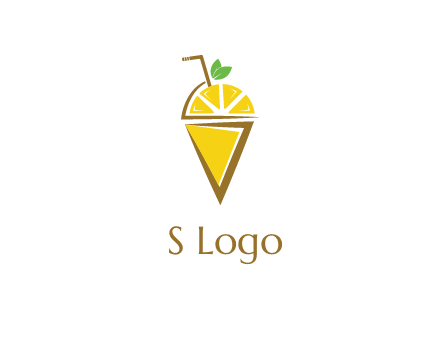 lemon with leaves and straw on cone