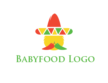 polygonal Mexican hat with chilies as moustache 