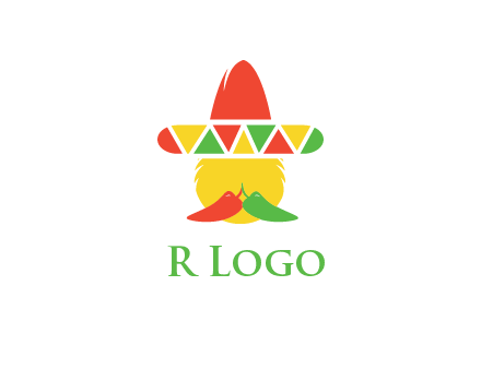 polygonal Mexican hat with chilies as moustache 