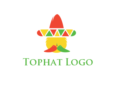 polygonal Mexican hat with chilies as moustache 