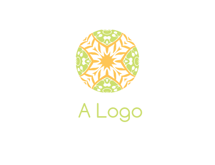 floral pattern in circle symbol