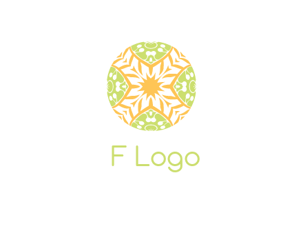 floral pattern in circle symbol