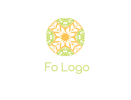 floral pattern in circle symbol