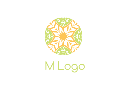 floral pattern in circle symbol