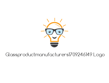 line art light bulb with face wearing glasses