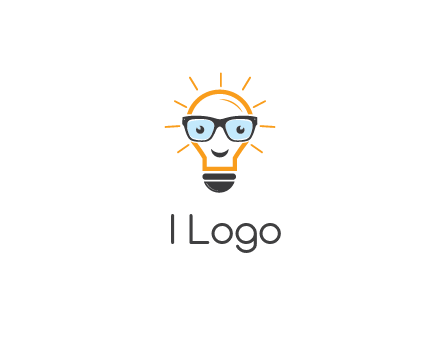 line art light bulb with face wearing glasses