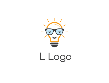 line art light bulb with face wearing glasses