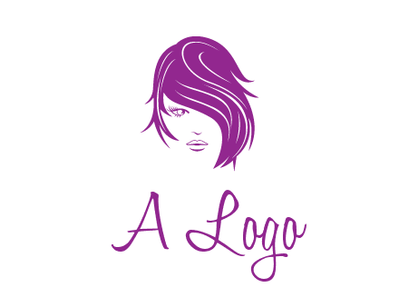 head of woman with short hair across face beauty logo icon