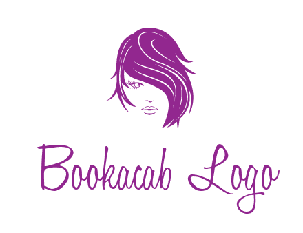 head of woman with short hair across face beauty logo icon